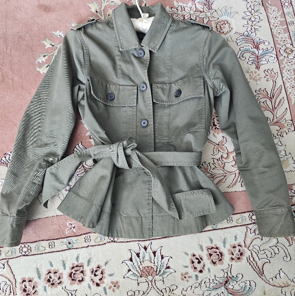J. CREW Olive Green Women's Utility Jacket 100% Cotton Size XXS